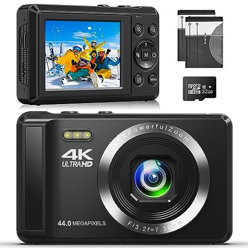 Digital Camera 4K 44MP Compact Camera with 16X Digital Zoom