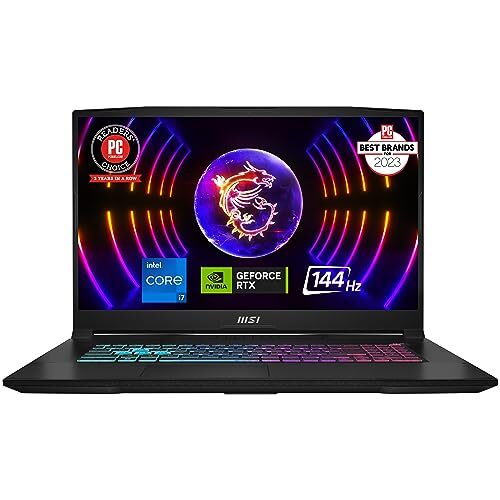 MSI Katana 17 Gaming Laptop: 13th Gen Intel Core i7, GeForce RTX 4060, 17.3″ 144Hz FHD Display, 32GB DDR5, 1TB NVMe SSD, USB-Type C, Cooler Boost 5, Win11 Home: Black B13VFK-835US