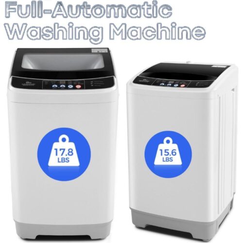 Full Automatic Washing Machine, AYCLIF 15.6 lbs Top Load Portable Washer
